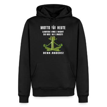Motto Frosch Meditation Denken Gedanken Positiv - Männer Premium Bio Hoodie - Schwarz - Vorne - Nico (187cm)