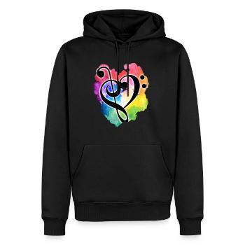 Musique amour - Sweat à capuche Premium bio Homme - noir - Devant - Nico (187cm)