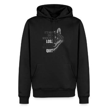 Wolf - Erfolg Motivation Sprüche - Männer Premium Bio Hoodie - Schwarz - Vorne - Nico (187cm)