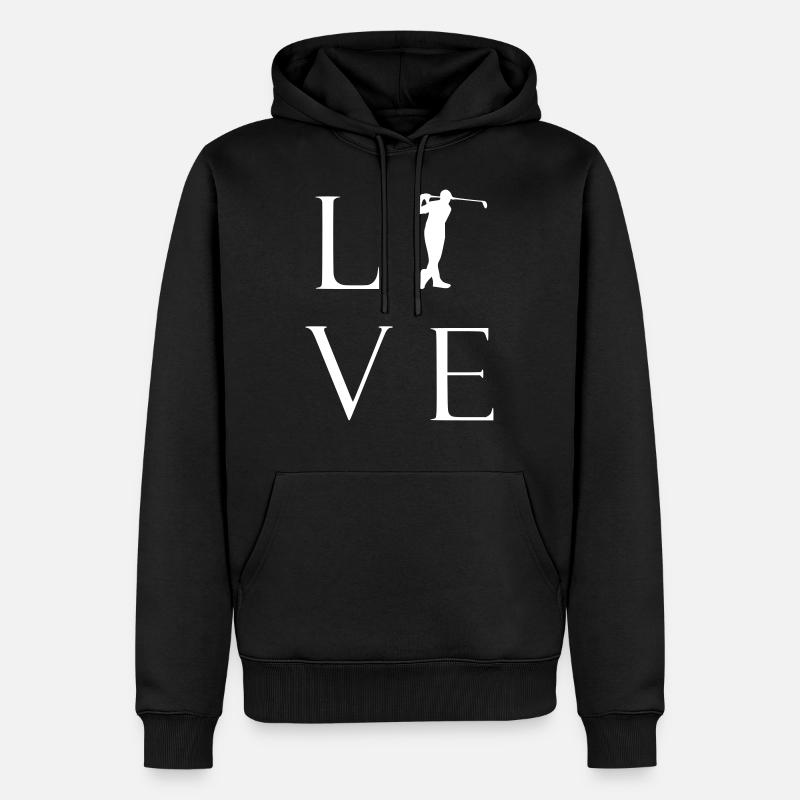 Love Golf - Sweat à capuche Premium bio Homme - noir