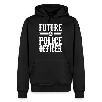 police - Sweat à capuche Premium bio Homme - noir - Devant - Nico (187cm)