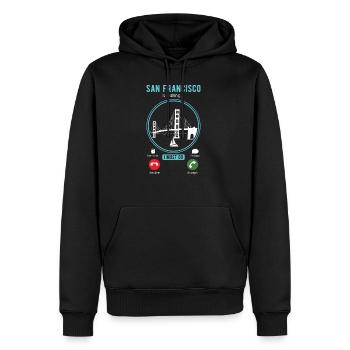 San Francisco - Männer Premium Bio Hoodie - Schwarz - Vorne - Nico (187cm)