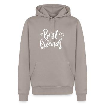 amitié - Sweat à capuche Premium bio Homme - taupe - Devant - Nico (187cm)