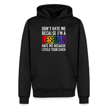 lgBT - Sweat à capuche Premium bio Homme - noir - Devant - Nico (187cm)