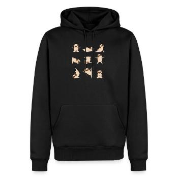 Yoga Mops Hunde Lustig - Männer Premium Bio Hoodie - Schwarz - Vorne - Nico (187cm)