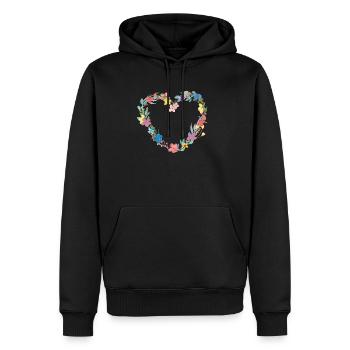 Blumen Herz - Männer Premium Bio Hoodie - Schwarz - Vorne - Nico (187cm)