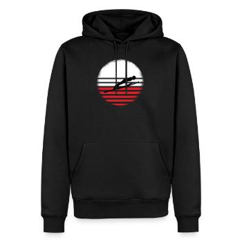 Saut à ski Vintage Retro Pologne Skispringer - Sweat à capuche Premium bio Homme - noir - Devant - Nico (187cm)