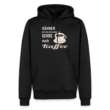 Gähnen ist ein stiller Schrei nach Kaffee - Männer Premium Bio Hoodie - Schwarz - Vorne - Nico (187cm)