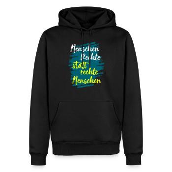 menschen rechte statt rechte menschen - Männer Premium Bio Hoodie - Schwarz - Vorne - Nico (187cm)