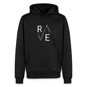 rave - Männer Premium Bio Hoodie - Schwarz - Vorne - Nico (187cm)