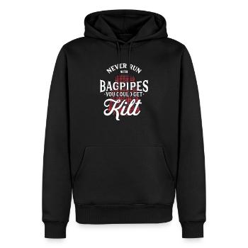 Scotland tartan kilt musician saying - Men’s Premium Organic Hoodie - black - Front - Nico (187cm)