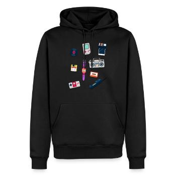 Objects from the 80s - Retro Design - Men’s Premium Organic Hoodie - black - Front - Nico (187cm)