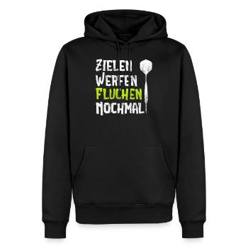 Zielen Werfen Fluchen Nochmal Lustiges Dart - Männer Premium Bio Hoodie - Schwarz - Vorne - Nico (187cm)