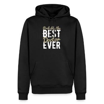 Doktor - Männer Premium Bio Hoodie - Schwarz - Vorne - Nico (187cm)
