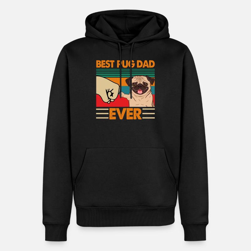 Bester Mops Papa aller Zeiten - Männer Premium Bio Hoodie - Schwarz
