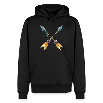 Aquarelle flèches croisés Boho symbole amitié - Sweat à capuche Premium bio Homme - noir - Devant - Nico (187cm)