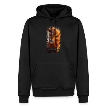cheval - Sweat à capuche Premium bio Homme - noir - Devant - Nico (187cm)