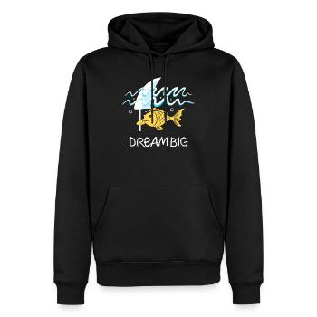 Dream Bigger - Männer Premium Bio Hoodie - Schwarz - Vorne - Nico (187cm)
