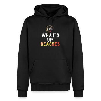 ferie - Herre Premium økologisk hoodie - sort - Foran - Nico (187cm)