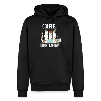 Coffee Right Meow! - Männer Premium Bio Hoodie - Schwarz - Vorne - Nico (187cm)