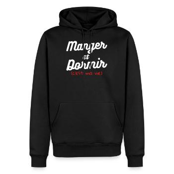 Manger et dormir c'est ma vie.Cadeau mode Style - Sweat à capuche Premium bio Homme - noir - Devant - Nico (187cm)