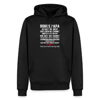 Vatertagsgeschenk Papa Bonus Vater Tochter Sohn - Männer Premium Bio Hoodie - Schwarz - Vorne - Nico (187cm)