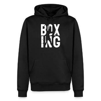 Boxing silhouette - Men’s Premium Organic Hoodie - black - Front - Nico (187cm)