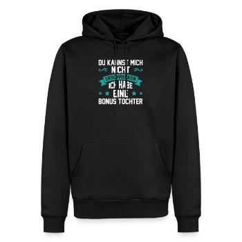 Vatertagsgeschenk Papa Bonus Vater Tochter Sohn - Männer Premium Bio Hoodie - Schwarz - Vorne - Nico (187cm)