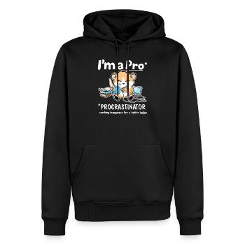 Procrastinateur - Sweat à capuche Premium bio Homme - noir - Devant - Nico (187cm)