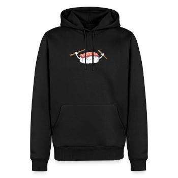 sushi nigiri en colère - Sweat à capuche Premium bio Homme - noir - Devant - Nico (187cm)
