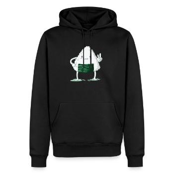 Onigiri zeigt Peace Zeichen - Männer Premium Bio Hoodie - Schwarz - Vorne - Nico (187cm)
