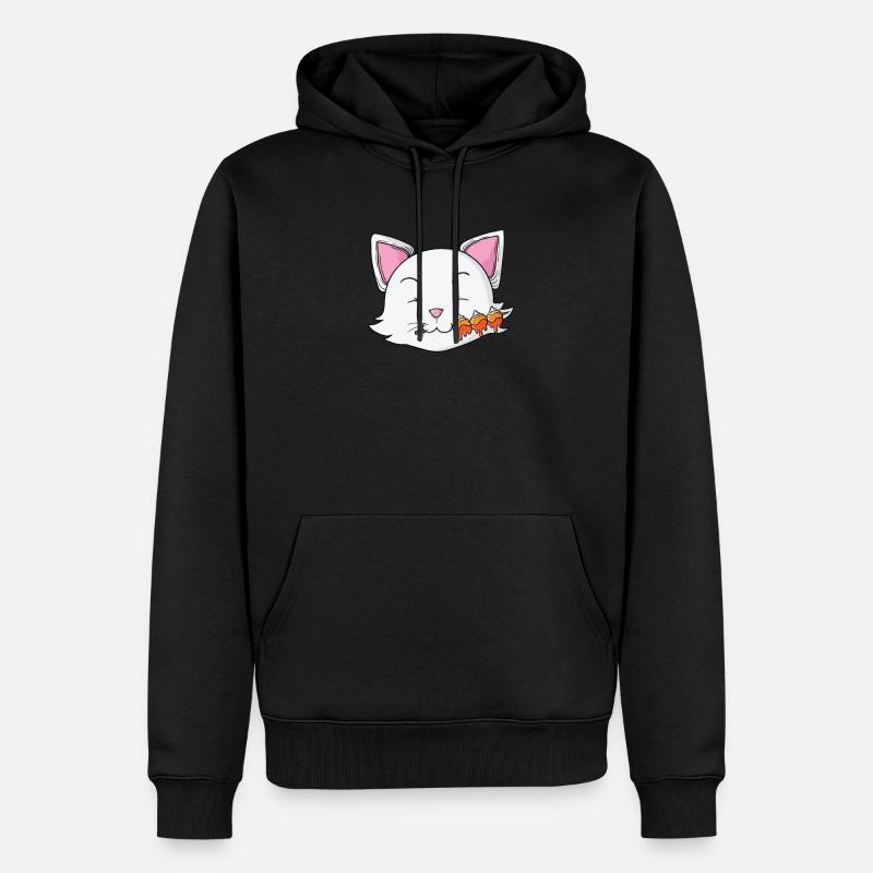 Cat eats dango rice dumplings - Men’s Premium Organic Hoodie - black