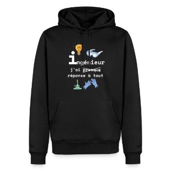 Ingénieur, pour le pire et surtout le meilleur ! - Sweat à capuche Premium bio Homme - noir - Devant - Nico (187cm)