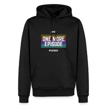 Just One More Episode Please - Männer Premium Bio Hoodie - Schwarz - Vorne - Nico (187cm)