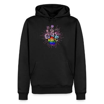 Gay pride Human Heart - Sweat à capuche Premium bio Homme - noir - Devant - Nico (187cm)