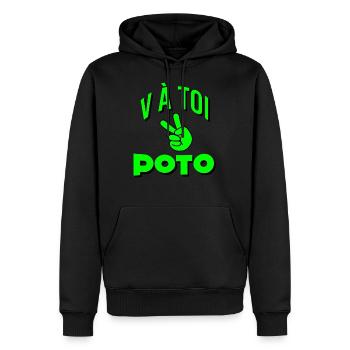 V à toi poto - Sweat à capuche Premium bio Homme - noir - Devant - Nico (187cm)