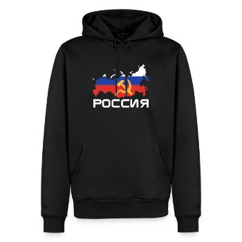 Russie patriotique - Sweat à capuche Premium bio Homme - noir - Devant - Nico (187cm)