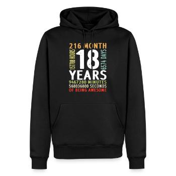 18th birthday boy girl man woman 18 years - Men’s Premium Organic Hoodie - black - Front - Nico (187cm)