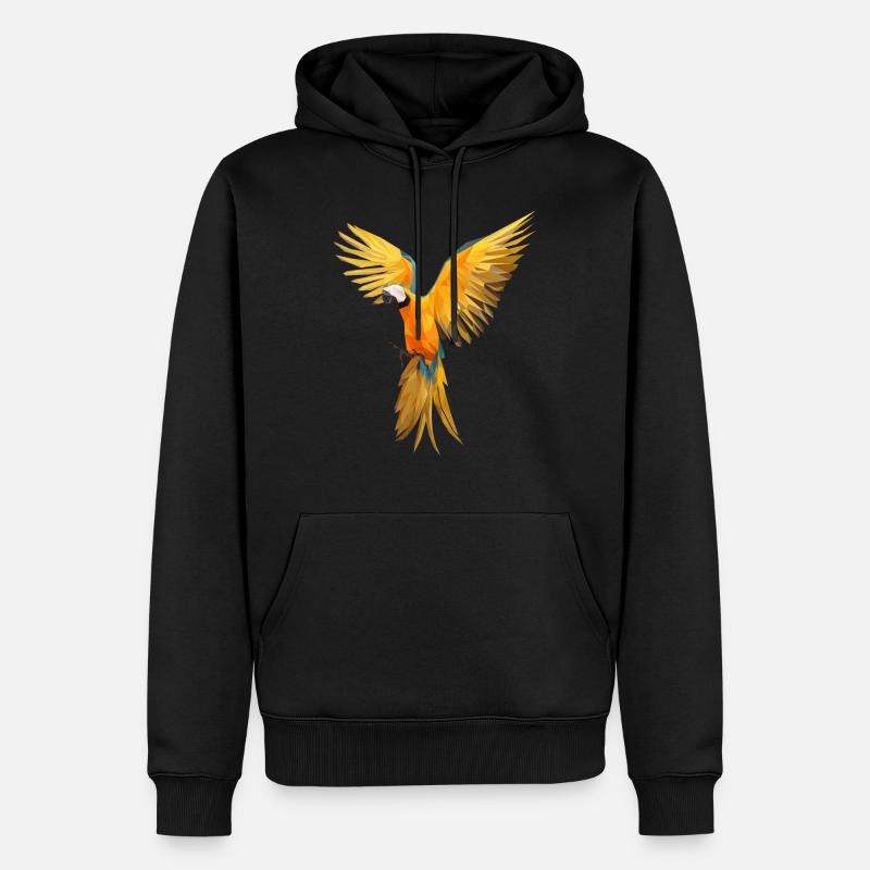 Papagei Low Poly - Männer Premium Bio Hoodie - Schwarz
