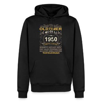 70. Geburtstag Oldtimer Jahrgang 1950 - Männer Premium Bio Hoodie - Schwarz - Vorne - Nico (187cm)