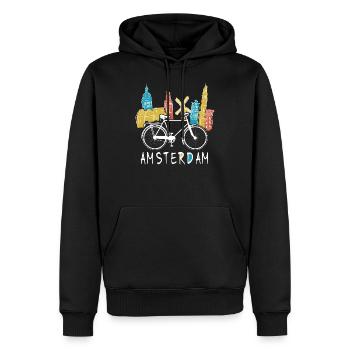 Vacances à vélo à Amsterdam - Sweat à capuche Premium bio Homme - noir - Devant - Nico (187cm)
