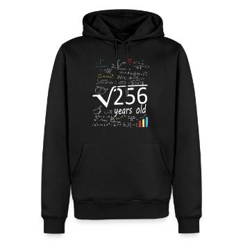 Square root 256 = 16 year old birthday - Men’s Premium Organic Hoodie - black - Front - Nico (187cm)