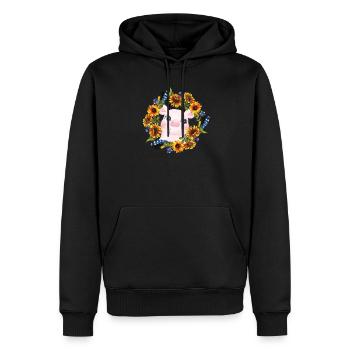 Cochon avec tournesol aquarelle - Sweat à capuche Premium bio Homme - noir - Devant - Nico (187cm)