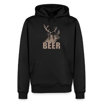 Beer Bear Wild Forest Alcohol Moose Deer - Men’s Premium Organic Hoodie - black - Front - Nico (187cm)