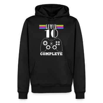 10 ans jeux vidéo enfants - Sweat à capuche Premium bio Homme - noir - Devant - Nico (187cm)