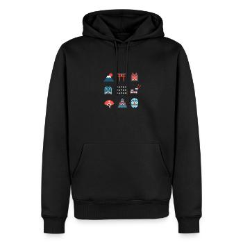 Japon Japon Japon | Motifs japonais - Sweat à capuche Premium bio Homme - noir - Devant - Nico (187cm)