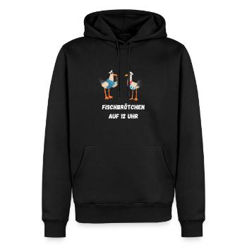 Ostsee Möwen plaudern Fischbrötchen auf 12 Uhr - Männer Premium Bio Hoodie - Schwarz - Vorne - Nico (187cm)