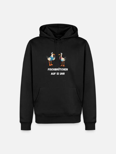 Ostsee Möwen plaudern Fischbrötchen auf 12 Uhr - Männer Premium Bio Hoodie - Schwarz