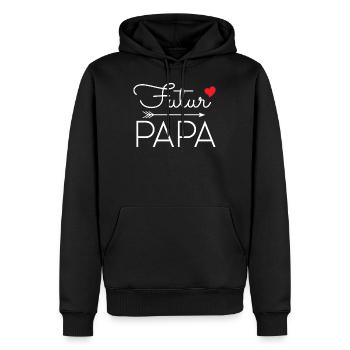 Futur papa coeur rouge annonce grossese paternité - Sweat à capuche Premium bio Homme - noir - Devant - Nico (187cm)
