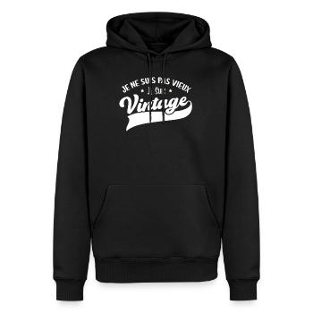 Je Ne Suis Pas Vieux Je Suis Vintage Anniversaire - Sweat à capuche Premium bio Homme - noir - Devant - Nico (187cm)